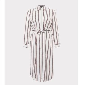 Black red stripe georgette trench kimono